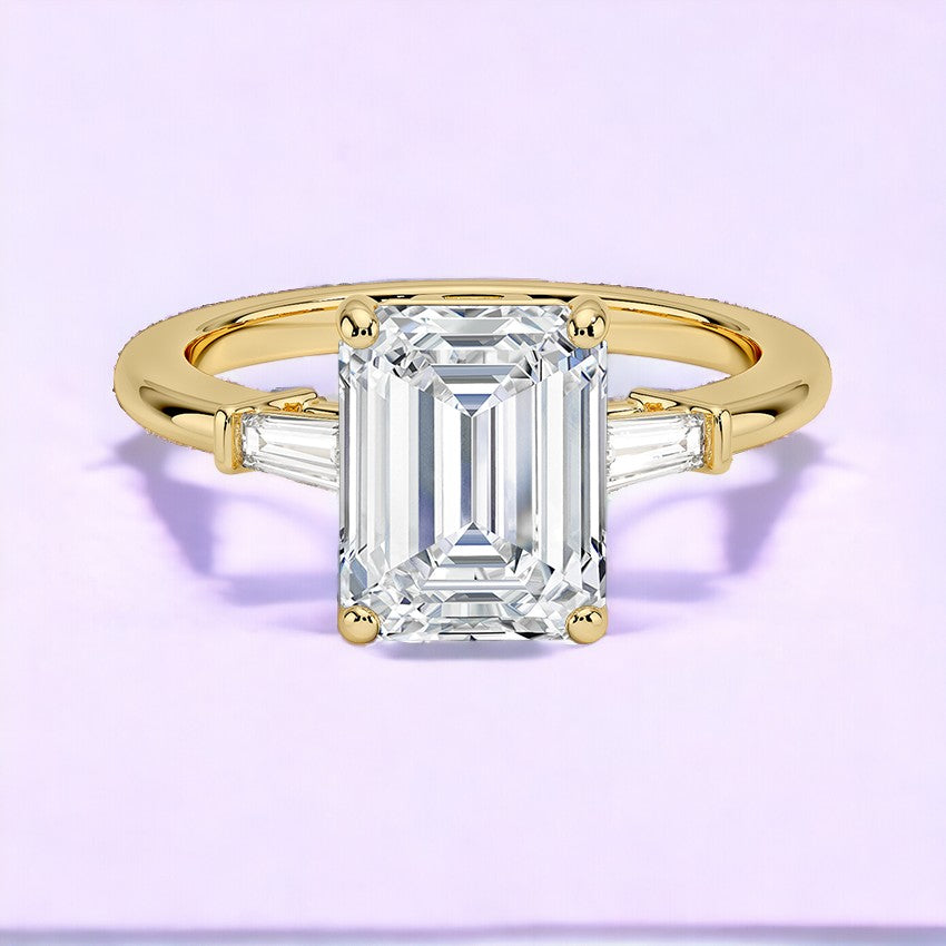 Tapered Baguette Three Stone Lab Grown Diamond Engagement Ring