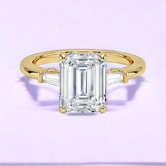 Tapered Baguette Three Stone Lab Grown Diamond Engagement Ring