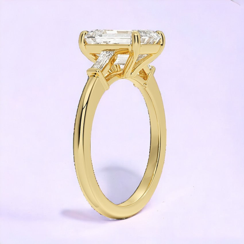Tapered Baguette Three Stone Lab Grown Diamond Engagement Ring