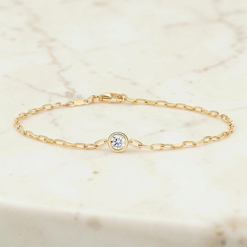 Serenity 7 in. Round Lab Diamond Paperclip Chain Bracelet