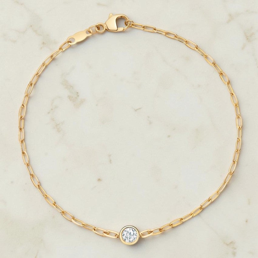 Serenity 7 in. Round Lab Diamond Paperclip Chain Bracelet