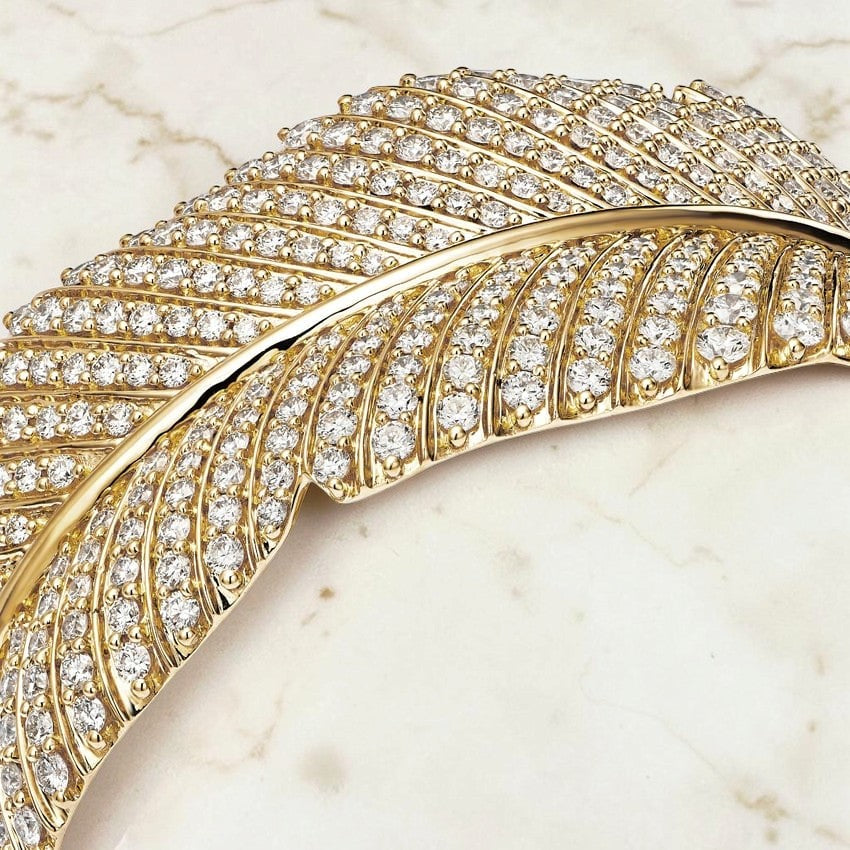 Gombe Pavé Leaf Lab Diamond Cuff Bracelet