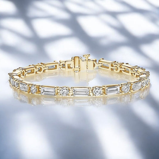 Yellow Allegra Baguette and Round Lab Diamond Tennis Bracelet