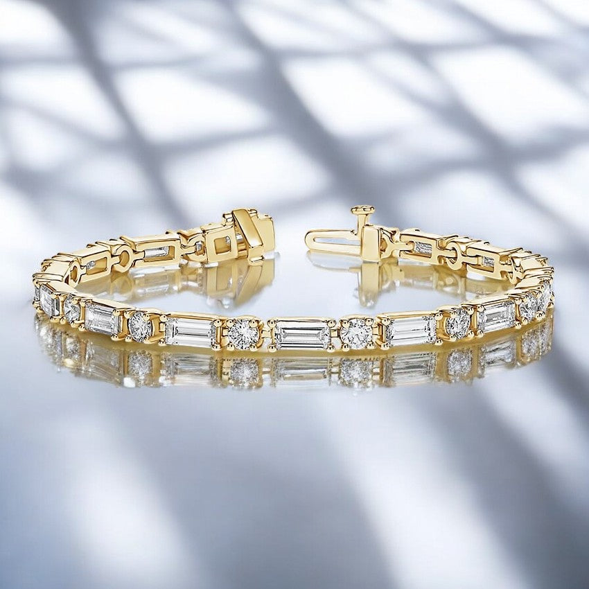 Yellow Allegra Baguette and Round Lab Diamond Tennis Bracelet