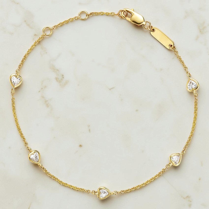 Briar Bezel Heart Shaped Lab Diamond Station Bracelet