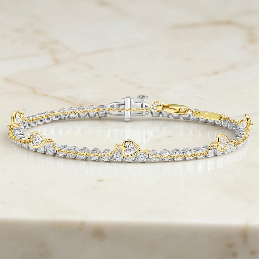 Briar Bezel Heart Shaped Lab Diamond Station Bracelet