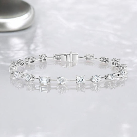White Milan Multi-Shape Lab Diamond Tennis Bracelet