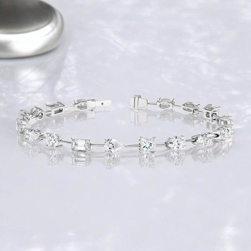 White Milan Multi-Shape Lab Diamond Tennis Bracelet