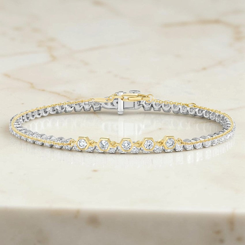 Sonnet Hexagon Bezel Lab Diamond Bracelet