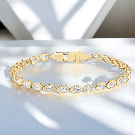 Yellow Pear Lab Diamond Bezel Tennis Bracelet