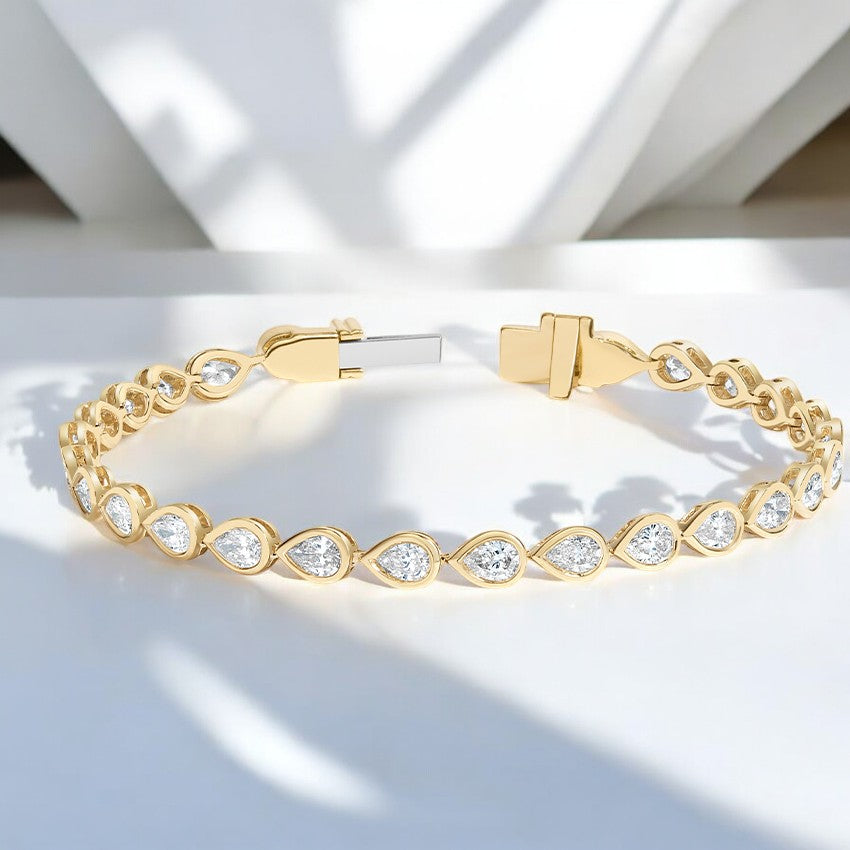 Yellow Pear Lab Diamond Bezel Tennis Bracelet