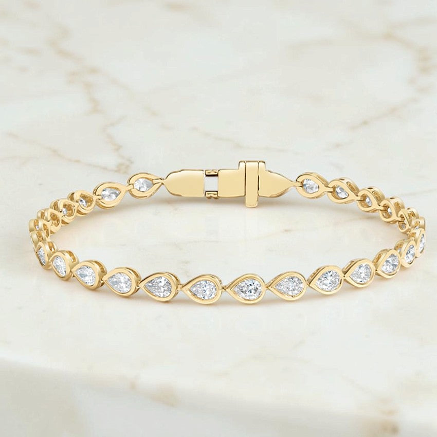 Elysian Pear Lab Diamond Bezel Tennis Bracelet