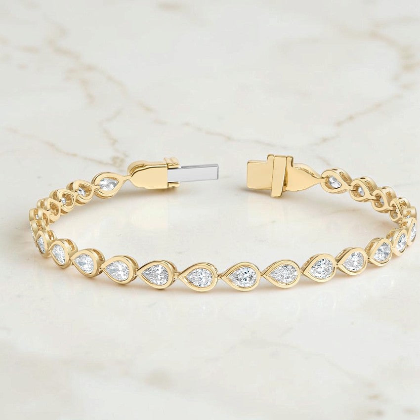Elysian Pear Lab Diamond Bezel Tennis Bracelet