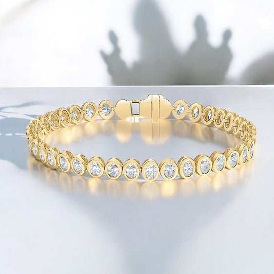 Yellow Oval Lab Diamond Bezel Tennis Bracelet