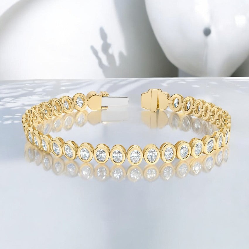 Yellow Oval Lab Diamond Bezel Tennis Bracelet