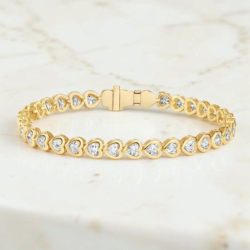 Florette Heart Shaped Lab Diamond Bezel Tennis Bracelet