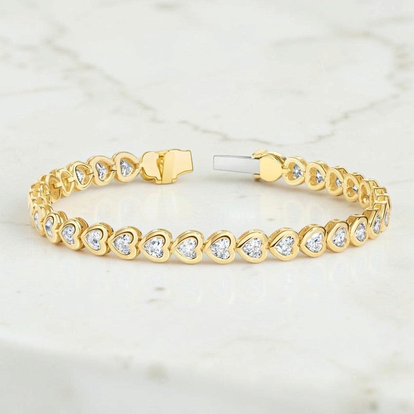 Florette Heart Shaped Lab Diamond Bezel Tennis Bracelet