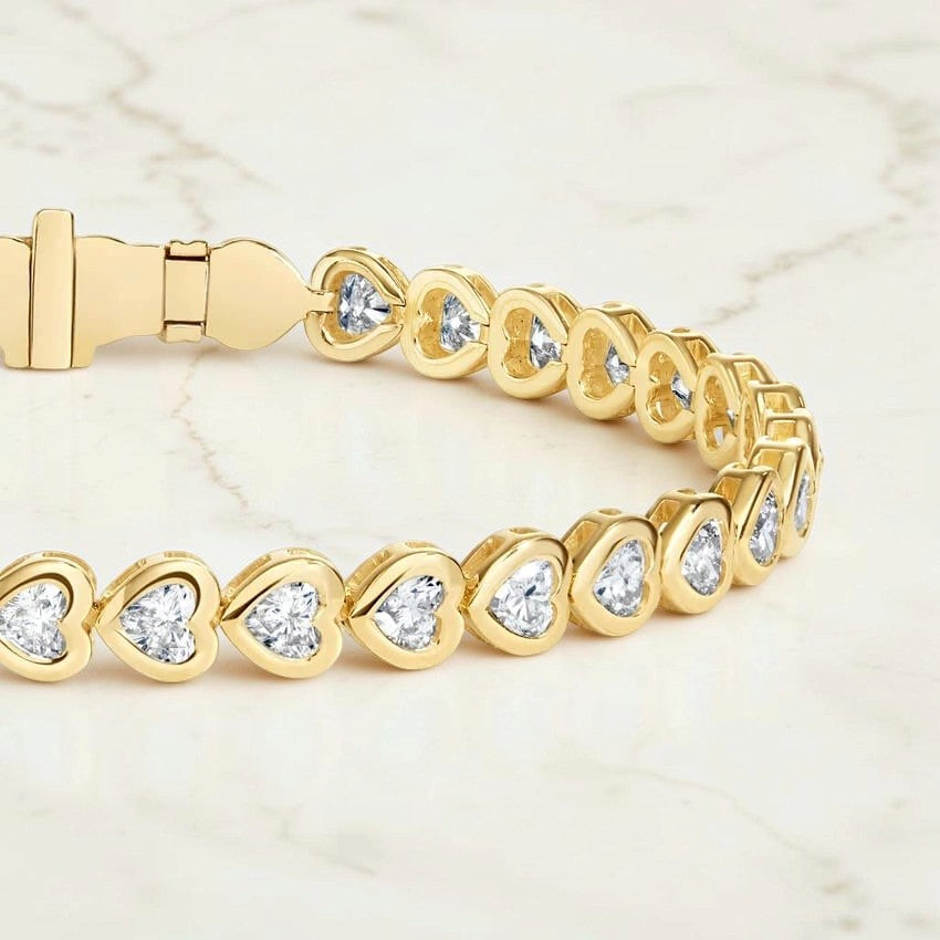 Florette Heart Shaped Lab Diamond Bezel Tennis Bracelet