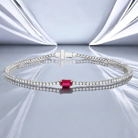 White Beatrice Lab Ruby and Lab Diamond Tennis Bracelet