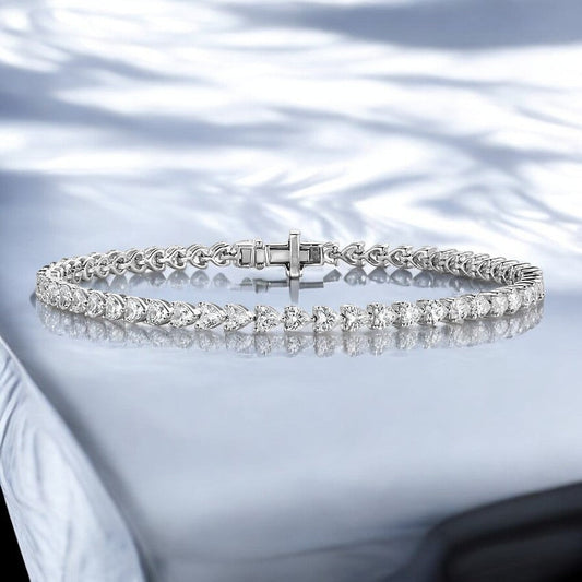 White Heart Shaped Lab Diamond Tennis Bracelet