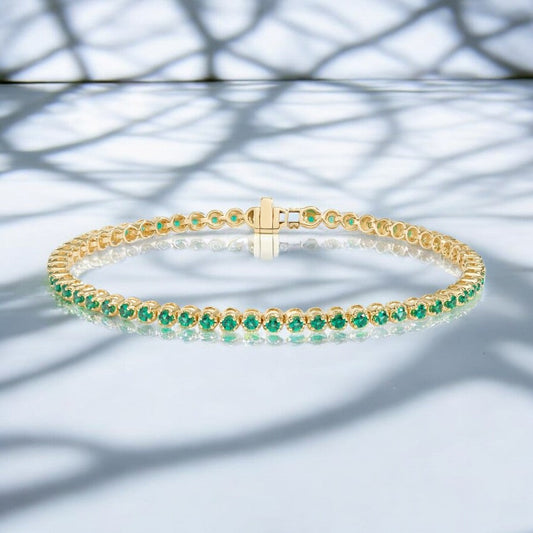 Yellow Lab Grown Emerald Tennis Bracelet