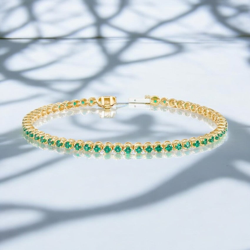 Yellow Lab Grown Emerald Tennis Bracelet