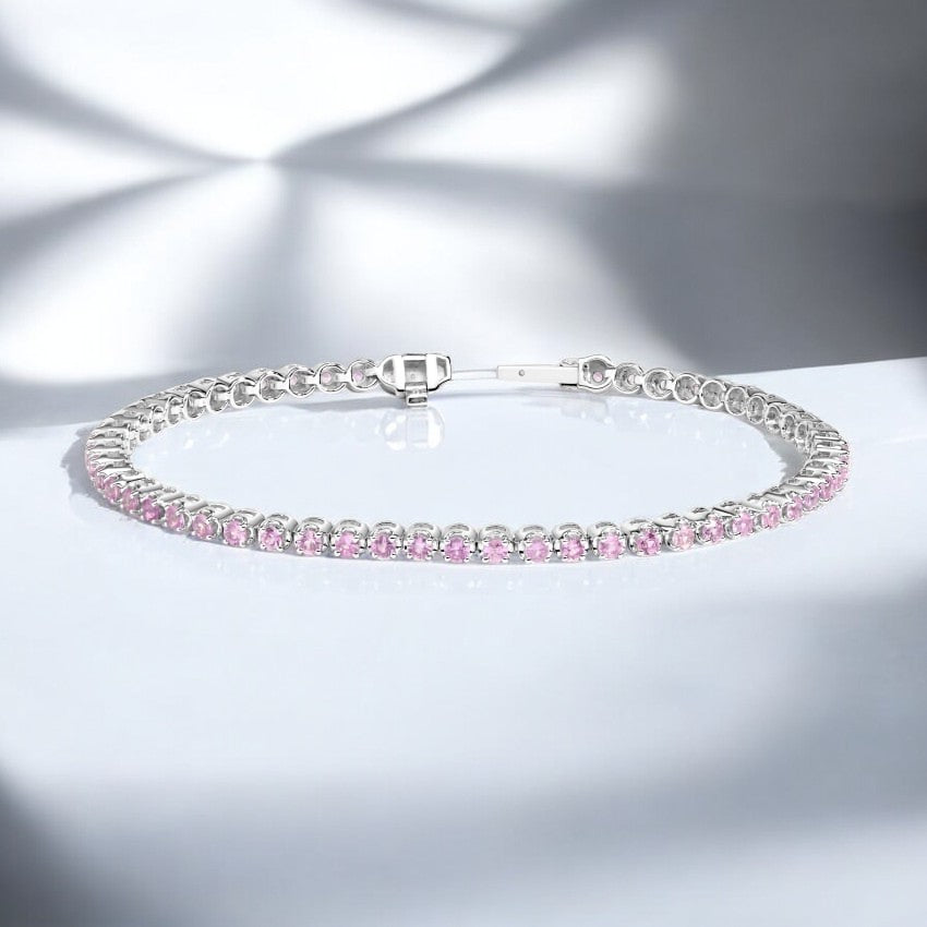 White Pink Sapphire Tennis Bracelet