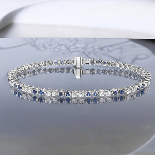 White Sapphire and Lab Diamond Tennis Bracelet
