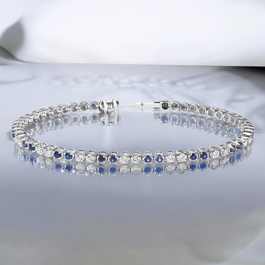 White Sapphire and Lab Diamond Tennis Bracelet