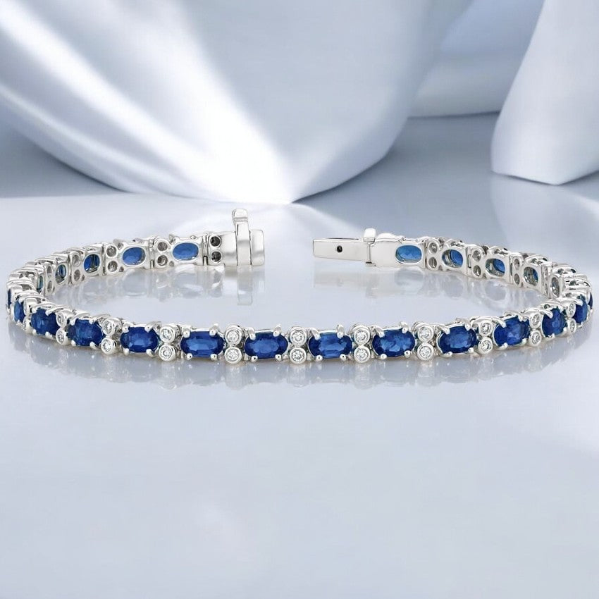 White Azura Sapphire and Lab Diamond Bracelet