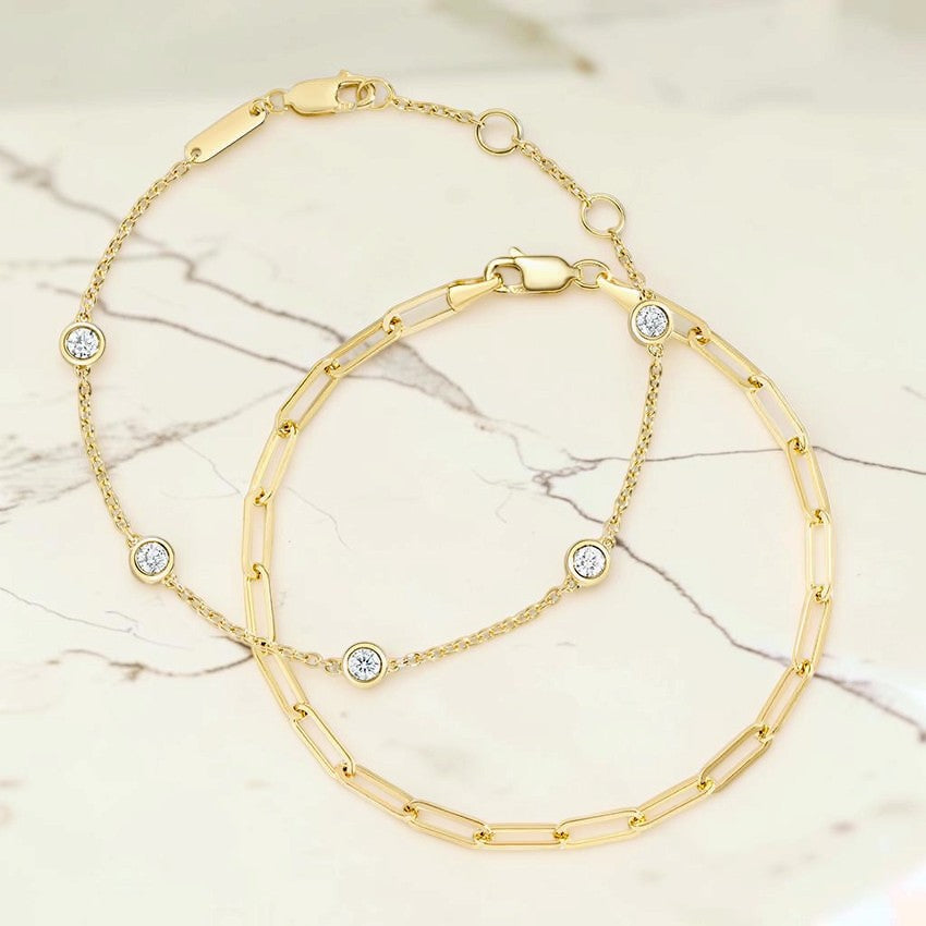The Aficionado Paperclip and Diamond Bracelet Set