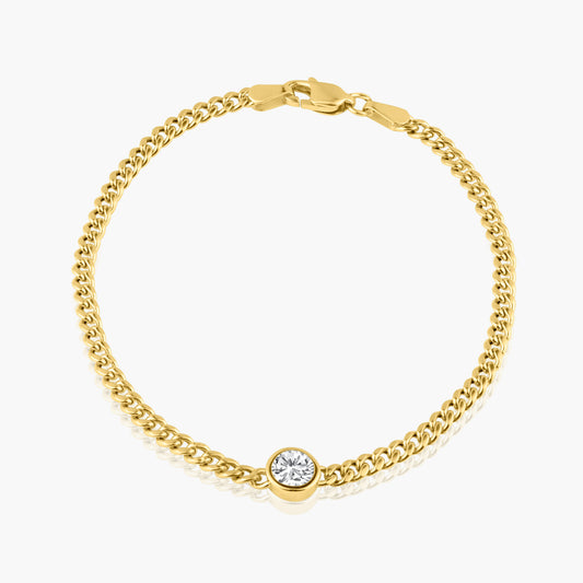 14K Yellow Gold Round Bezel Chain Link Bracelet-B-RDB50SE