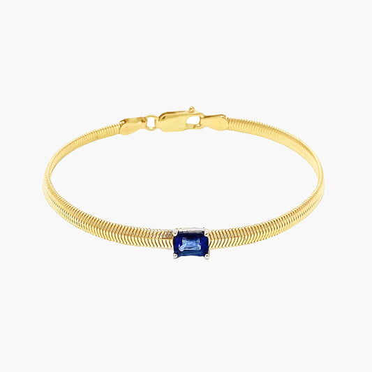 14K Yellow Gold Colored Gemstone Snake Bracelet  - BSPSE