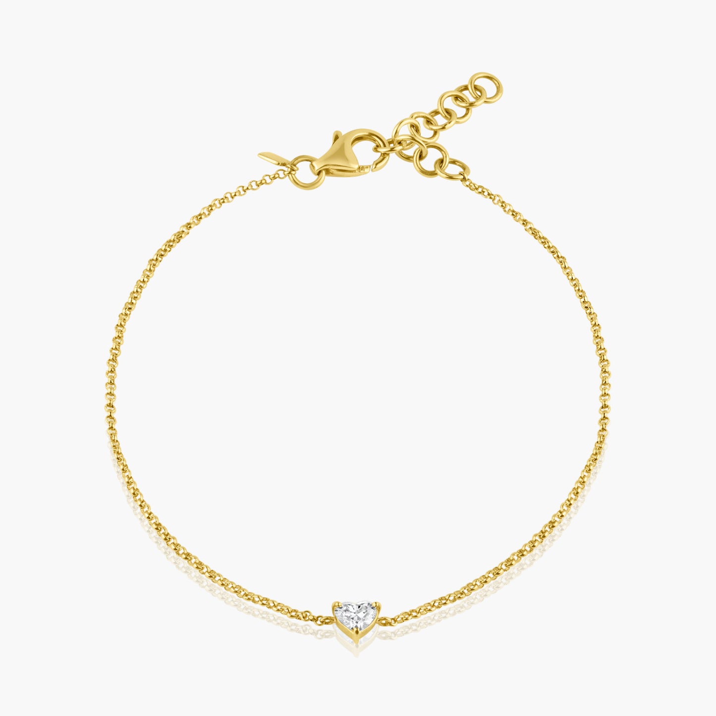 14K Yellow Gold Dainty Heart Diamond Bracelet-BSTUD-HSRZ