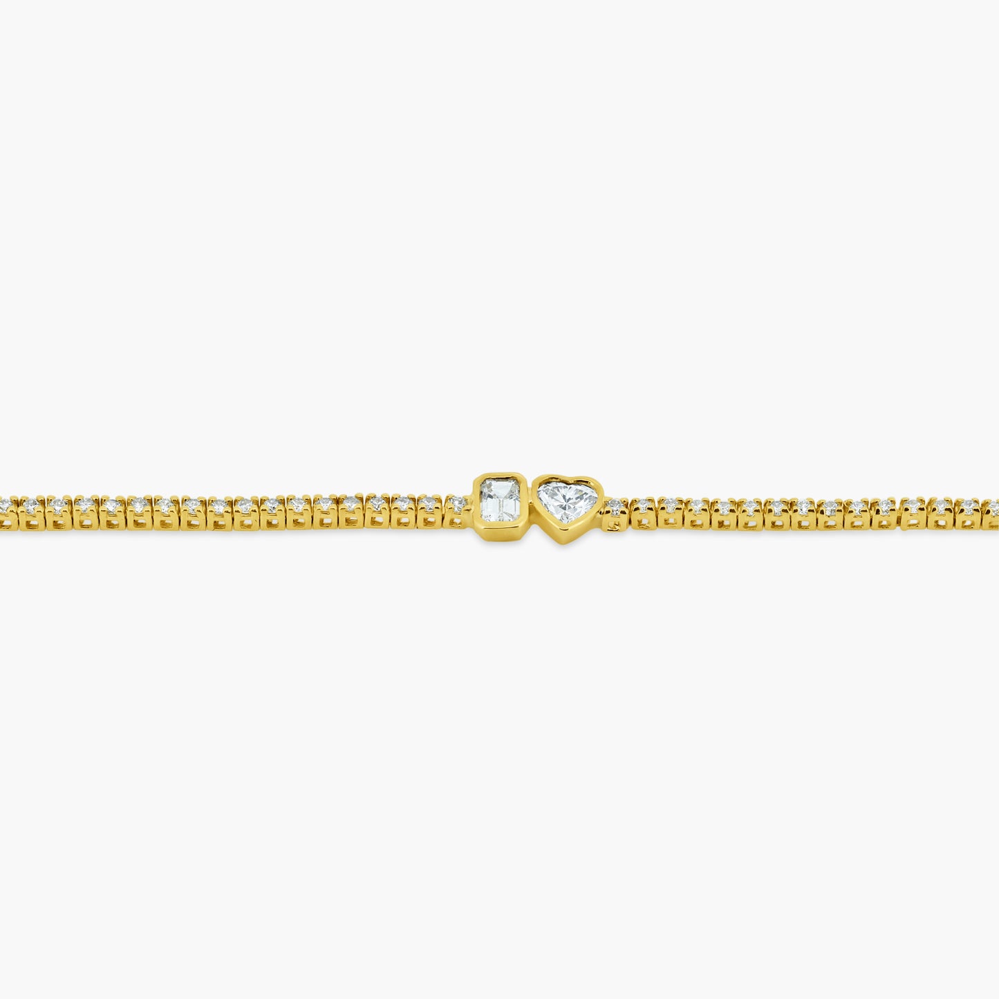 14K Yellow Gold Center Duo Bezel Tennis Bracelet-BT4-1.3EMHSSE