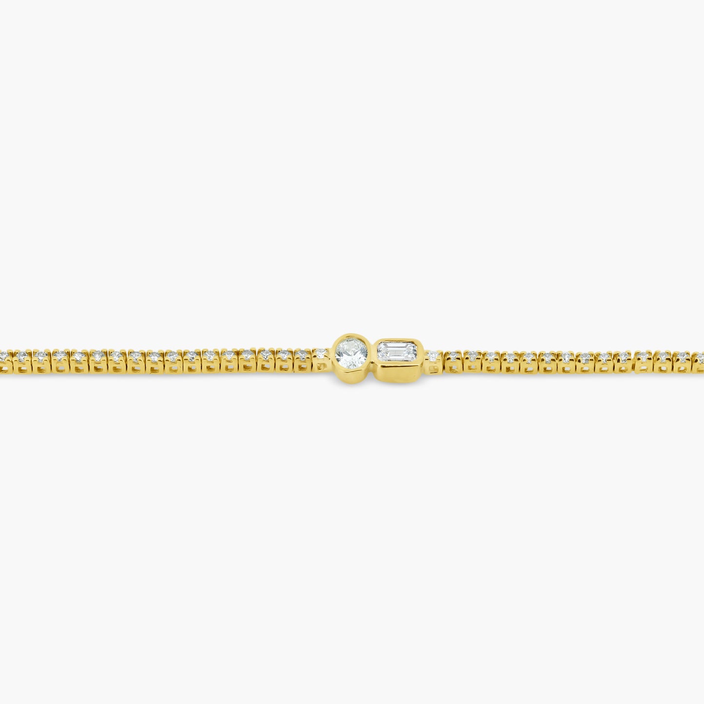 14K Yellow Gold Center Duo Bezel Tennis Bracelet-BT4-1.3EMOVSE