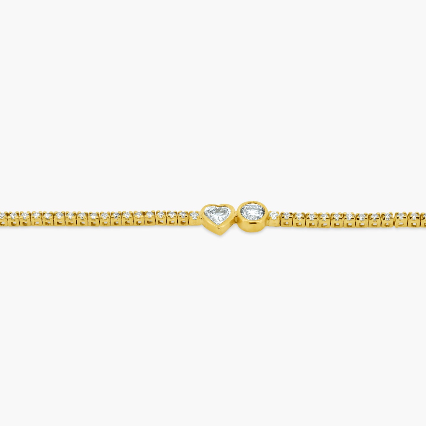 14K Yellow Gold Center Duo Bezel Tennis Bracelet-BT4-1.3HSRDSE