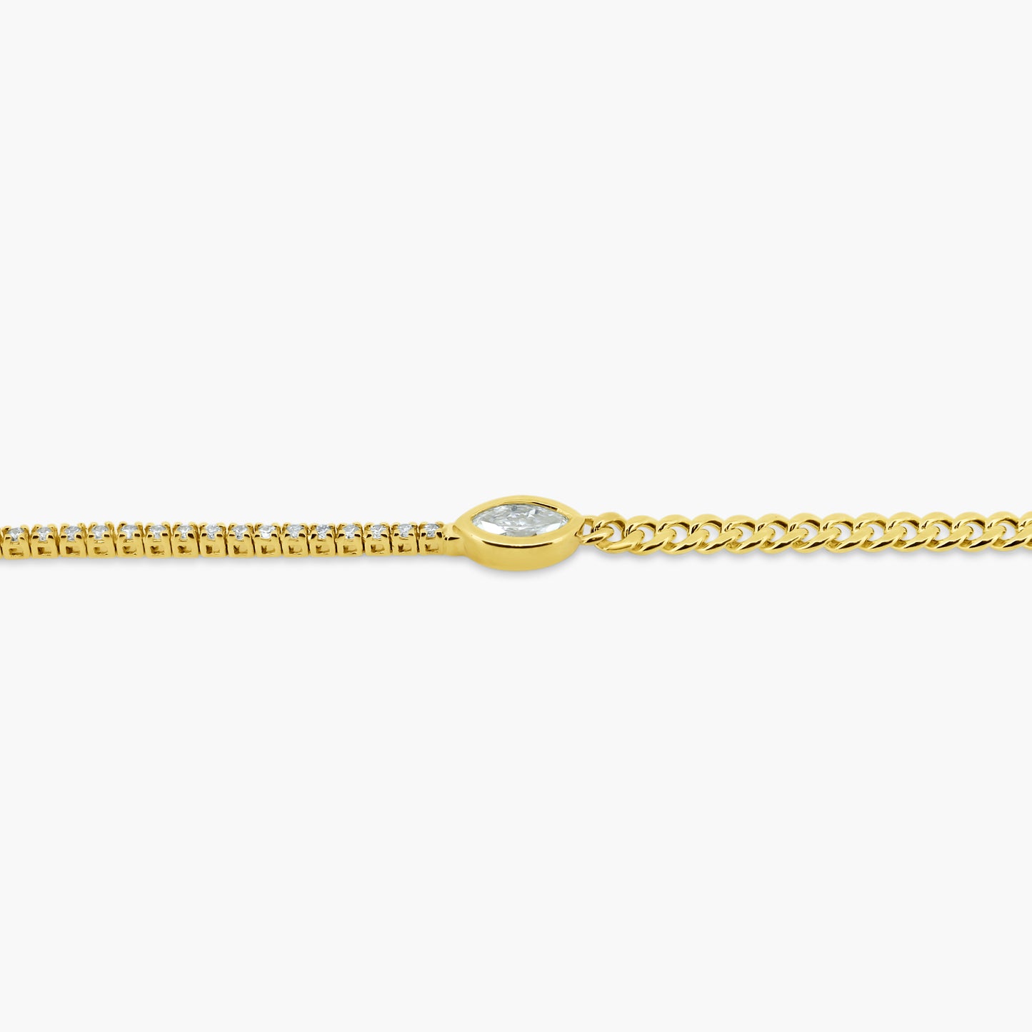 14K Yellow Gold Center Marquise Bezel Bracelet - BT4-1.3MQSE