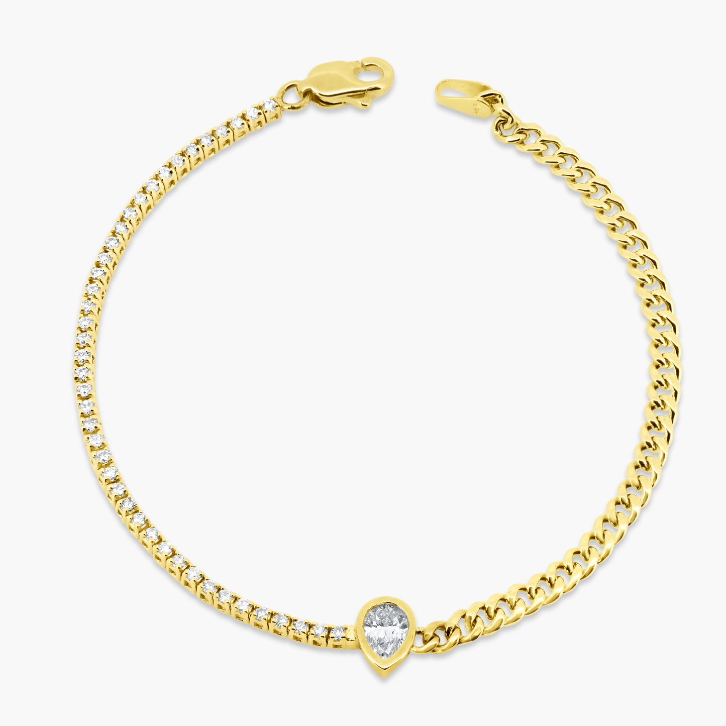 14K Yellow Gold Center Pear Bezel Bracelet - BT4-1.3PSSE