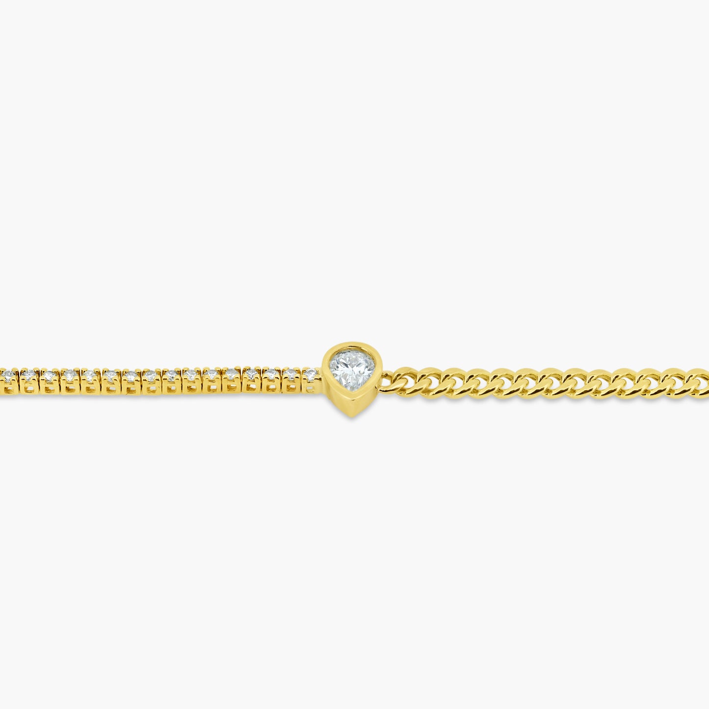 14K Yellow Gold Center Pear Bezel Bracelet - BT4-1.3PSSE