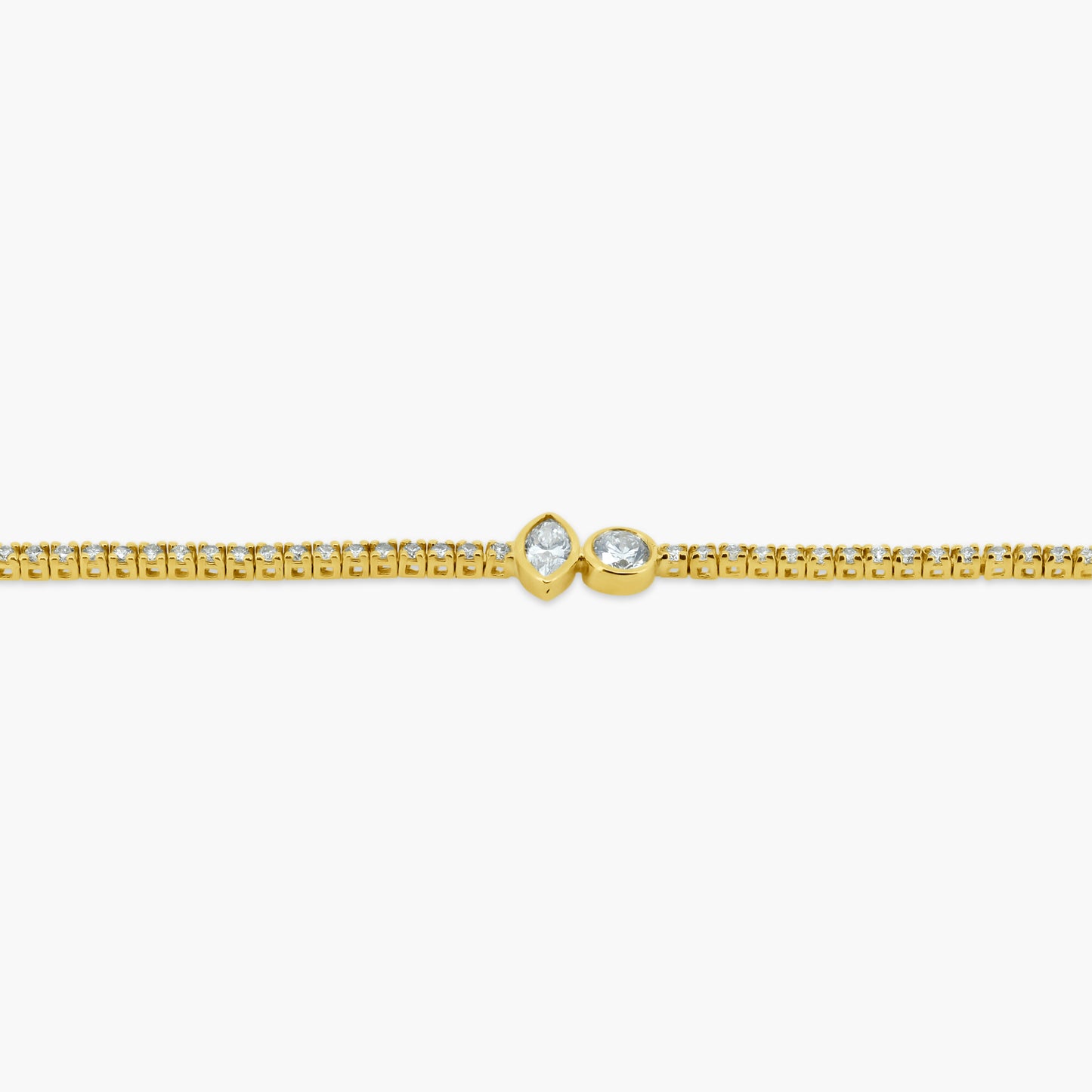 14K Yellow Gold Center Duo Bezel Tennis Bracelet-BT4-1.3RDMQSE