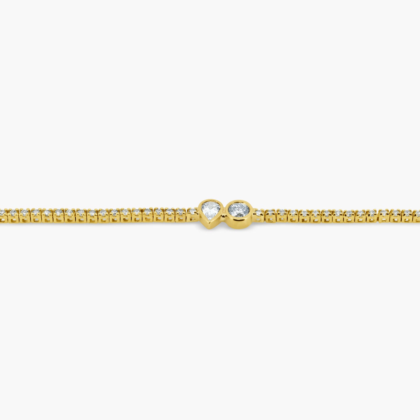 14K Yellow Gold Center Duo Bezel Tennis Bracelet-BT4-1.3RDPSSE