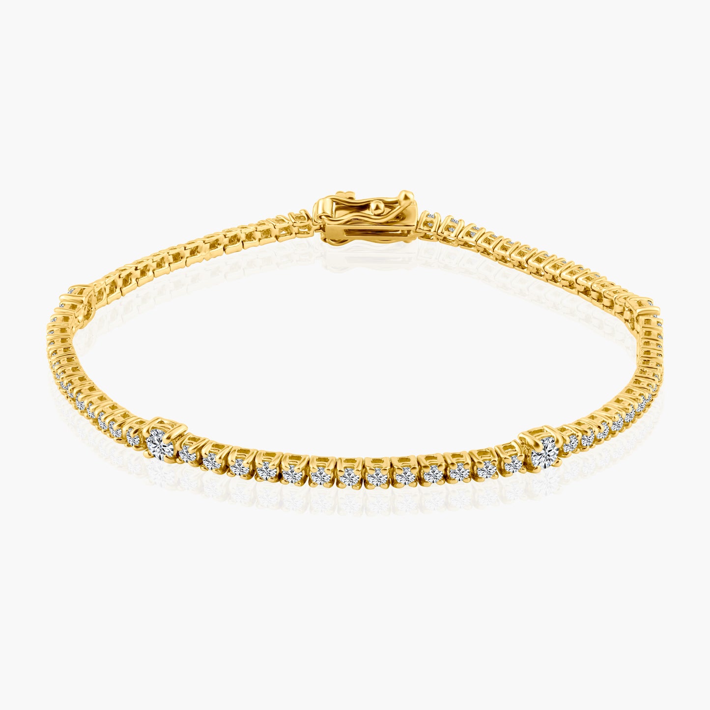 14K Yellow Gold Round Diamond Tennis Bracelet - BT4-1.7-3.0MBMC