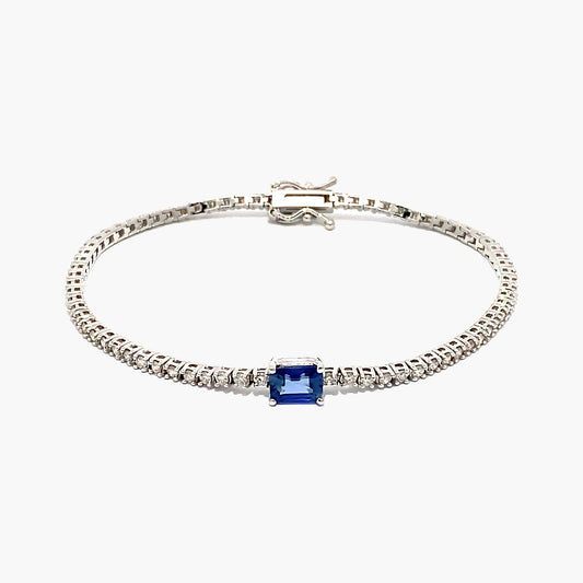 14K White Gold Colored Gemstone Tennis Bracelet - BT4-1.7BBSMC