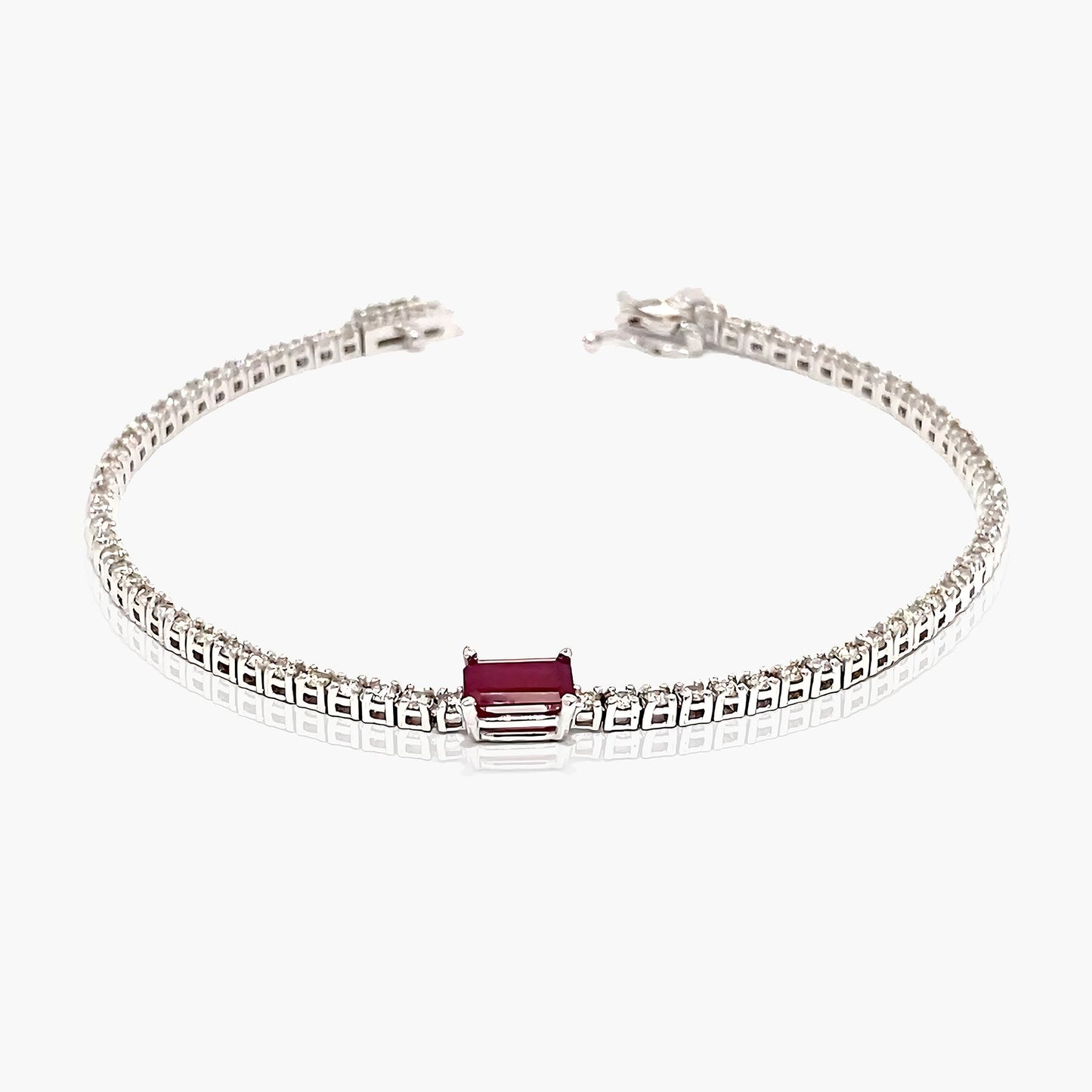 14K White Gold Colored Gemstone Tennis Bracelet - BT4-1.7BRUMC