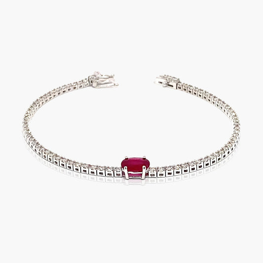 14K White Gold Colored Gemstone Tennis Bracelet - BT4-1.7BRUOMC