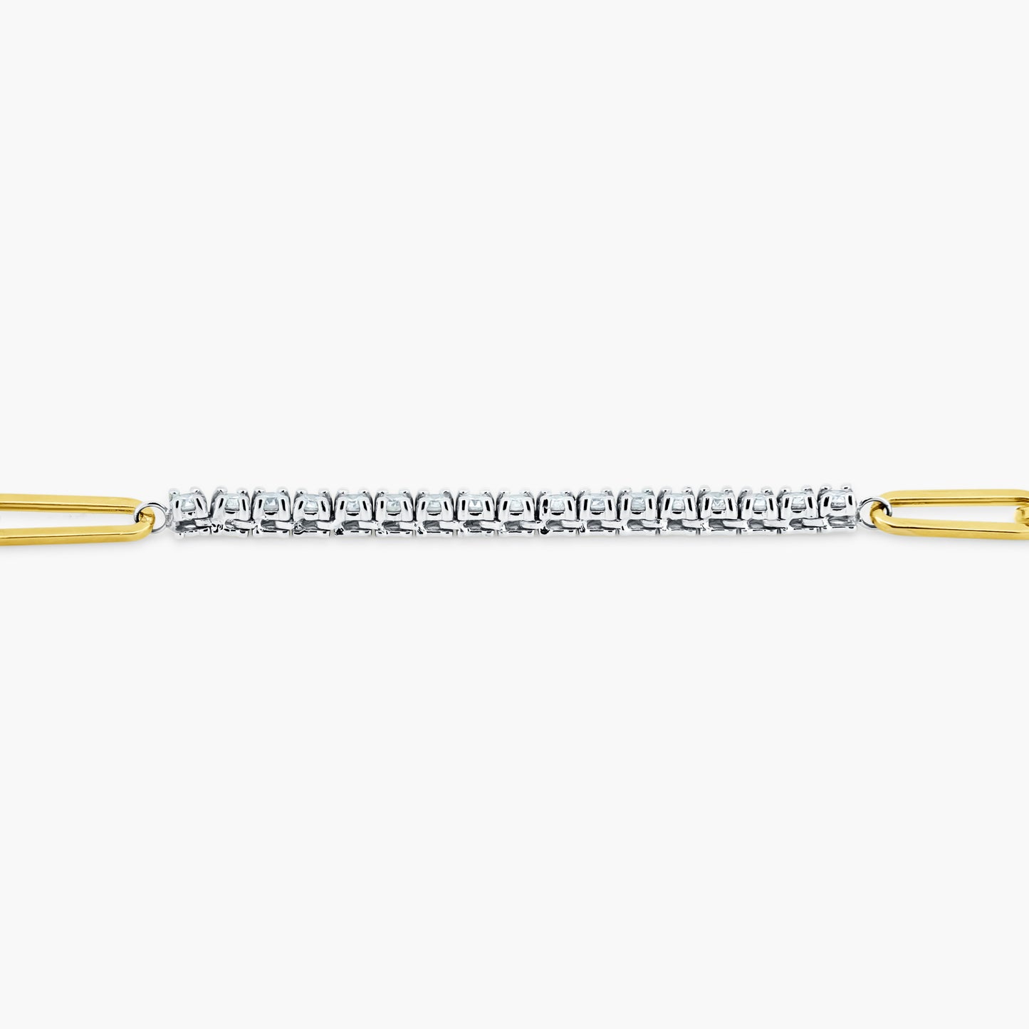 14K Two Tone Diamond Bar Paper Clip Bracelet - BT4-2.1B1MC