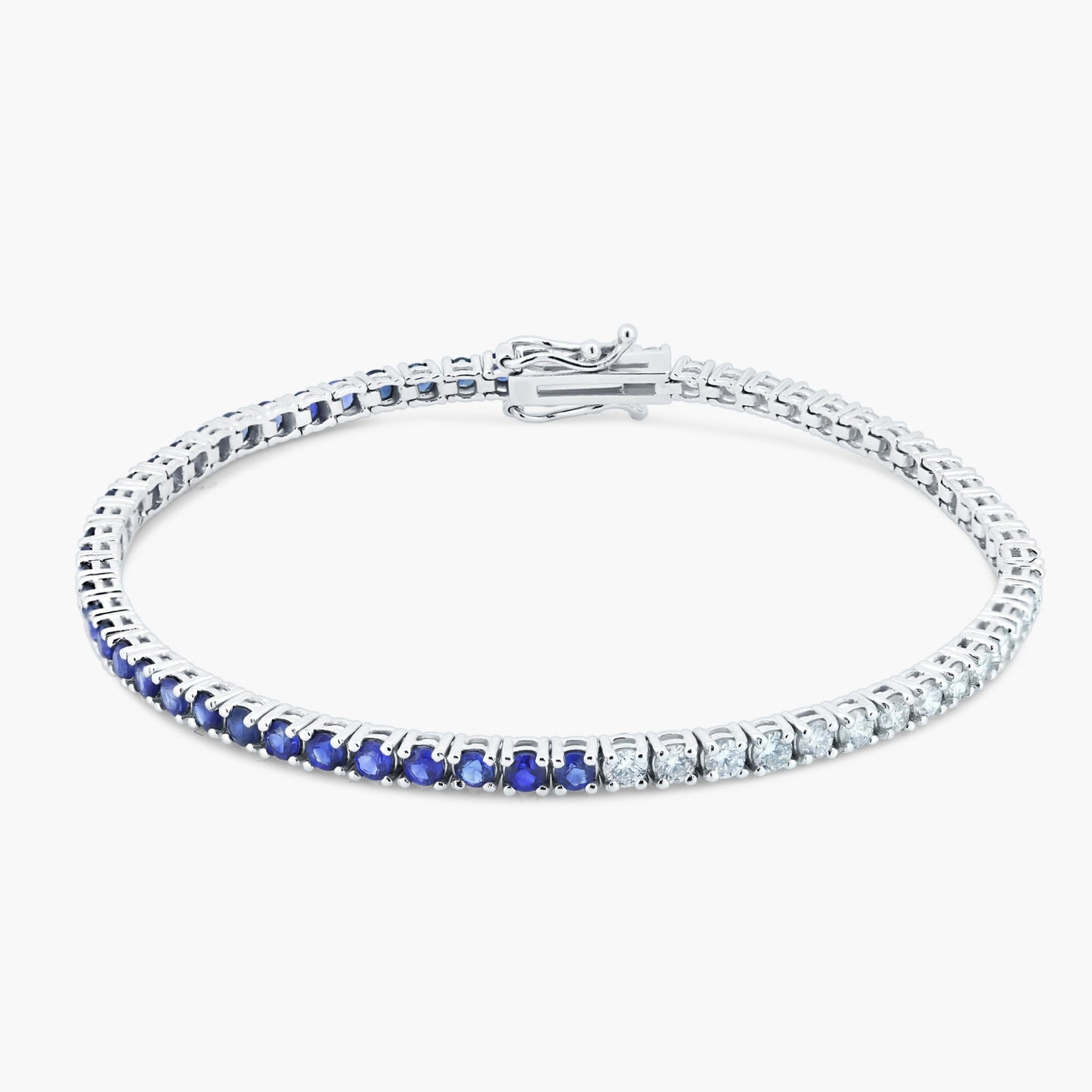 14K White Gold Colored Gemstone Tennis Bracelet - BT4-2.5BBHMC