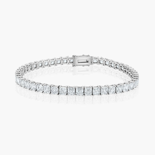 14K White Gold Asscher Diamond Tennis Bracelet - BTA-3.5BMC