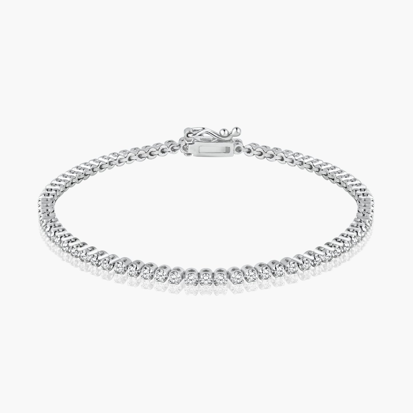 14K White Gold Round Diamond Tennis Bracelet-BTC-1.3BMC